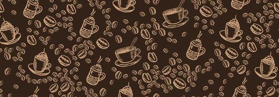 frijoles y taza de café estilo dibujado a mano. ilustración vectorial vector