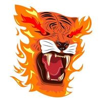 mascota de cabeza de fuego de tigre de ilustración vectorial vector