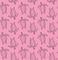 Vector seamless pattern of hand drawn turtle