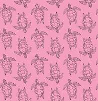 Vector seamless pattern of hand drawn turtle