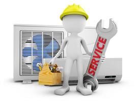 Man and air conditioner photo
