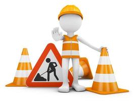 Road worker and  sign photo