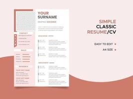 Resume template, Minimalist resume cv template, Professional jobs resumes vector. vector