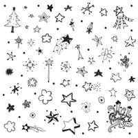 Star doodle drawing set vector