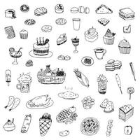 comida y elemento dulce doodle vector