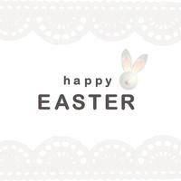 Happy easter background with realistic decorated beads and cute doodles. Greeting card trendy design. Invitation template. Vector illustration for you poster or flyer. Rabbit toy. LIGHT EASTER