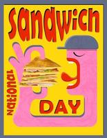 Cool fast food poster. National Sandwich Day. Trendy style banner Day of the Sandwich vector