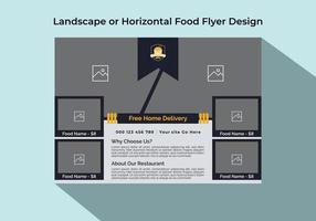 llamativo, profesional, moderno y creativo folleto de comida o diseño de plantilla de pancarta de comida con diseño de rectángulo, hexágono, círculo y triángulo a4 vector