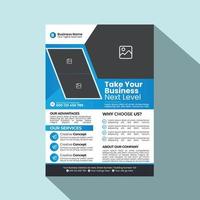 A4 size Vertical corporate flyer or banner template design for your brand or company with creative, eye catching, professional and modern shape vector