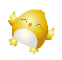 Little yellow chicken. Cute bird on a white background. Spring and easter design element. Hatching from an egg. Isolated on a white background. Vector illustration. Happy easter.