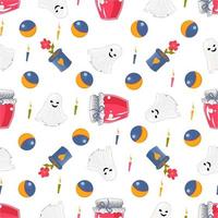 Seamless pattern for kids. Cute children's toys on a white background. Newborn textile design. vector