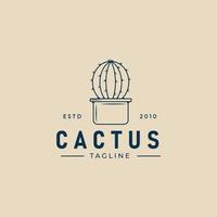 logotipo de arte de línea de cactus, icono y símbolo, diseño de ilustración vectorial vector