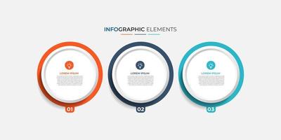 Infografía moderna de 3 pasos, opciones o niveles con etiqueta. gráfico de información de línea de tiempo. presentación de negocios, folleto de información, banner, plantilla de diseño de flujo de trabajo. ilustración vectorial eps10 vector