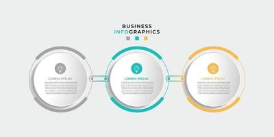 Modern 3 steps, option or levels line infographic with label. Timeline info graphic. Business presentation, information brochure, banner, workflow layout template. Eps10 Vector illustration