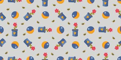 Cheerful cute balls pattern. flowers. the bees. Children's drawing.Vector illustration. vector