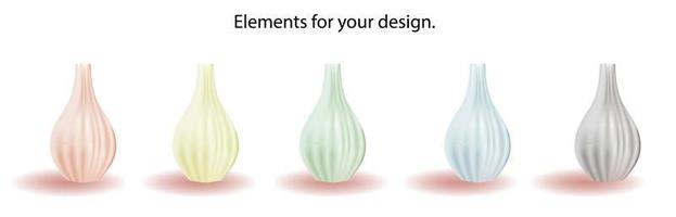 Elements isolated on white background. Ceramic vase. A vase for flowers. Modern ceramics. Carafe or pot. White. Realistic object. vector