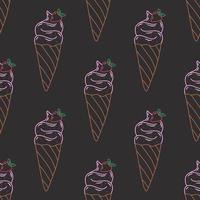 Doodle hand drawn ice cream vector seamless pattern