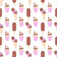 Doodle hand drawn ice cream vector seamless pattern