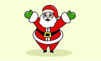Santa smiles, cute, good mood, spreads his arms to welcome festival of happiness. Cute fat Santa Claus rejoices in approaching Christmas. vector