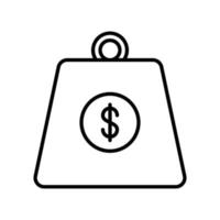 Debt icon with weight and dollar in black outline style vector