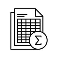 Equation icon for spreadsheet document in black outline style vector