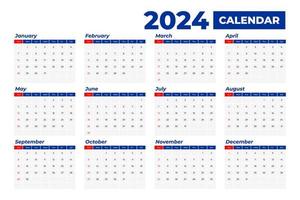 2024 Calendar Template, editable vector