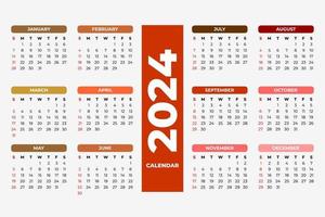 Plantilla de calendario 2024, vector editable