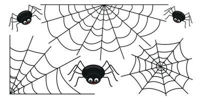 conjunto de telaraña aislado sobre fondo blanco. texturas de telaraña, elementos para la decoración de fiestas de halloween. conjunto de diferentes telarañas vectoriales para halloween y otros fines. vector