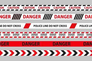 Danger, caution and warning seamless tapes. vector