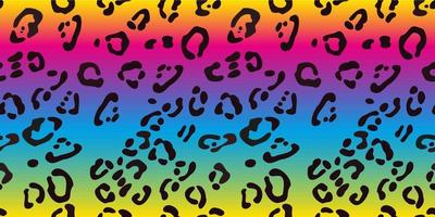 Rainbow leopard seamless pattern. Colorful neon vector background. Gradient wallpaper.