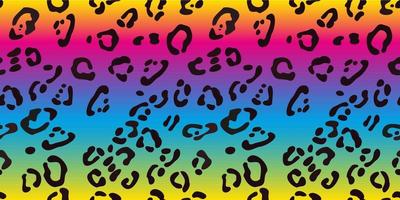 Rainbow leopard seamless pattern. Colorful neon vector background. Gradient wallpaper.