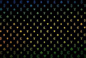 Dark multicolor, rainbow vector pattern with symbol of cards.