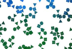 textura de vector azul claro, verde en estilo poli con círculos, cubos.