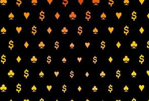 Dark yellow, orange vector background with cards signs.
