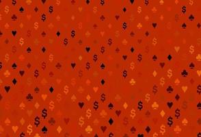 Dark orange vector pattern with symbol of cards.