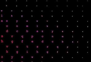 Dark pink vector background with signs of alphabet.