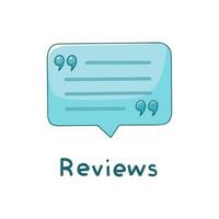 Reviews icon in hand drawn style isolated on white background. Comment sign in doodle style vector