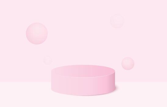 pink realistic 3d cylinder pedestal podium with pastel backdrop. Abstract vector rendering geometric platform. Product display presentation. minimal scene.