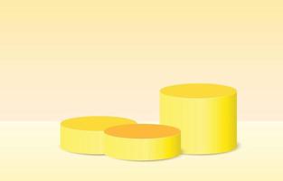 yellow realistic 3d cylinder pedestal podium with pastel backdrop. Abstract vector rendering geometric platform. Product display presentation. minimal scene.