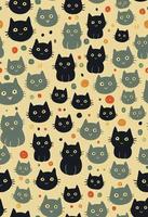 Seamless pattern of cute and funny cats photo