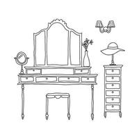 Dressing Table Drawing vector