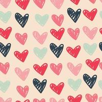 Hearts Doodled Pattern vector