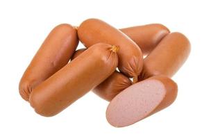 Sausages on white background photo