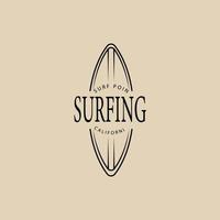 logotipo de arte de línea de surf, icono y símbolo, diseño de ilustración vectorial vector