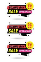 Boxing day sale origami labels set. Sale 30, 40, 50 off discount vector