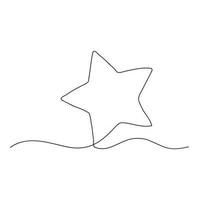 A Star one line drawing on white background. Vector illustration. Hand draw vector illustration