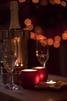 champagne on a wooden table photo