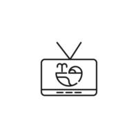 televisión, televisor, concepto de programa de televisión. signo vectorial dibujado en estilo plano. adecuado para sitios, artículos, libros, aplicaciones. trazo editable. icono de línea de ballena en la pantalla del televisor vector