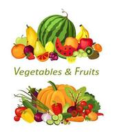 Fresh organic fruits and vegetables. Vector illustration.