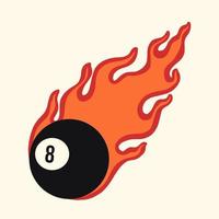 8 Ball Fire Retro Vector Illustration